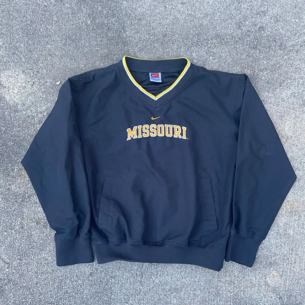 Vintage Nike Youth Mizzou Tigers Pullover Jacket Black Youth Medium 8-10